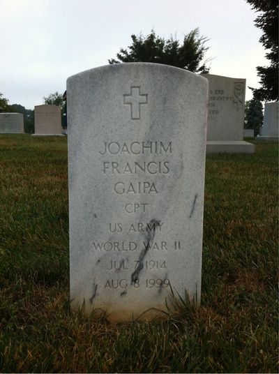 Headstone Front of Frances J Gaipa. Arlington National Cemetery.