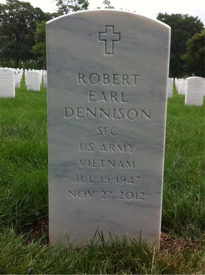 Headstone Front of Robert E Dennison. Arlington National Cemetery.