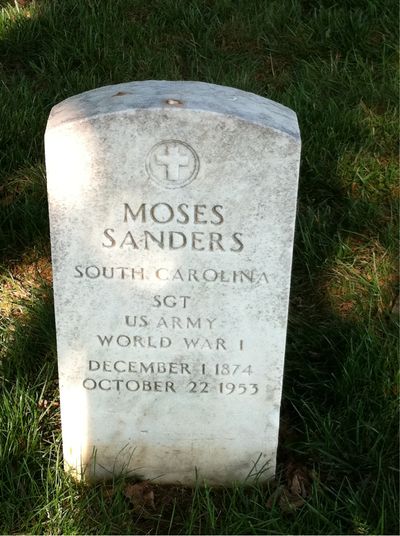 Headstone Front of Moses Sanders. Arlington National Cemetery.