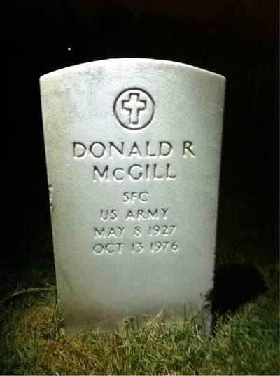 Headstone Front of Donald R Mcgill. Arlington National Cemetery.