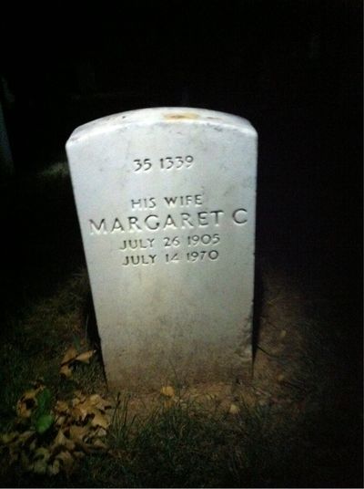 Headstone Back of Margaret Hones. Arlington National Cemetery.