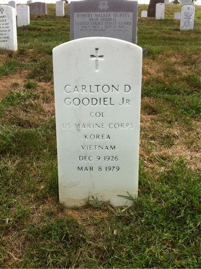 Headstone Front of Carlton Goodiel. Arlington National Cemetery.