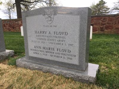 Headstone Front of Ann Floyd. Arlington National Cemetery.