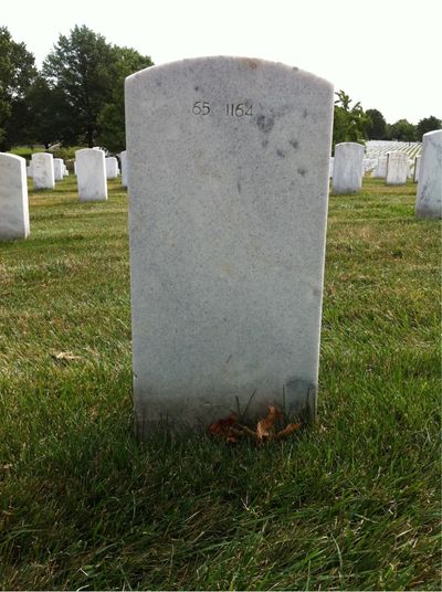 Headstone Back of James E Hoctor. Arlington National Cemetery.