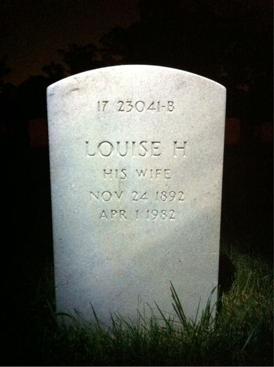 Headstone Back of Louise Sherrod. Arlington National Cemetery.