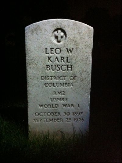 Headstone Front of Leo W. Karl Busch. Arlington National Cemetery.
