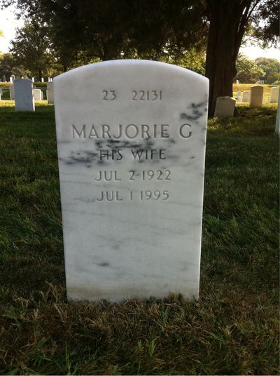 Headstone Back of Marjorie Eckstein. Arlington National Cemetery.