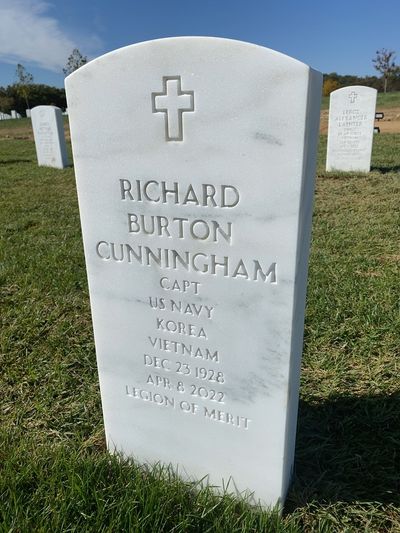 Headstone Front of Richard Burton Cunningham. Arlington National Cemetery.