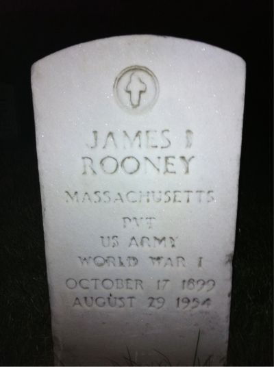 Headstone Front of James Rooney. Arlington National Cemetery.