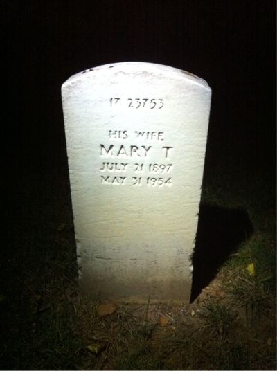 Headstone Back of Mary Casey. Arlington National Cemetery.