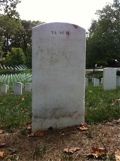 Headstone Back of John Webster Finch. Arlington National Cemetery.
