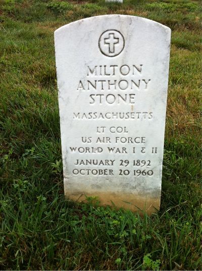 Headstone Front of Milton Stone. Arlington National Cemetery.