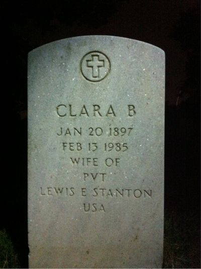 Headstone Front of Clara Stanton. Arlington National Cemetery.