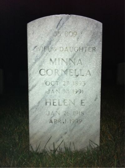 Headstone Back of Helen Olsen. Arlington National Cemetery.