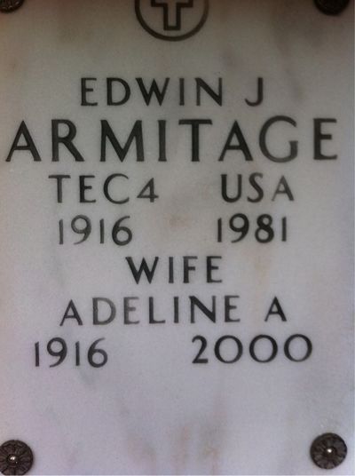 Edwin Armitage — Headstone Front