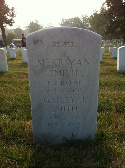 Headstone Back of Albert Merriman Smith. Arlington National Cemetery.