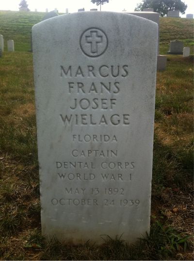 Headstone Front of Ada Wielage. Arlington National Cemetery.