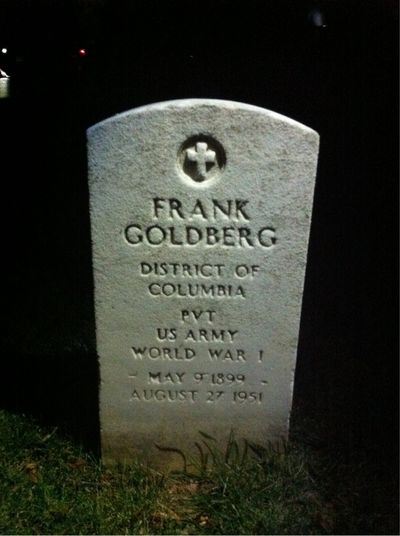 Headstone Front of Frank Goldberg. Arlington National Cemetery.
