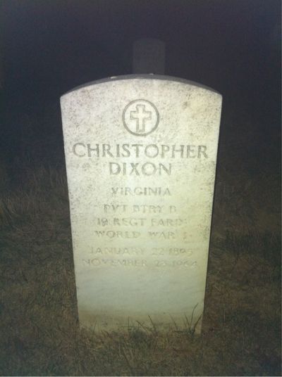 Headstone Front of Christopher Dixon. Arlington National Cemetery.