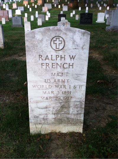 Headstone Front of Ralph Warren French. Arlington National Cemetery.