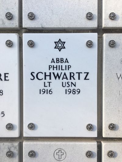 Columbarium Niche Cover of Abba P Schwartz. Arlington National Cemetery.