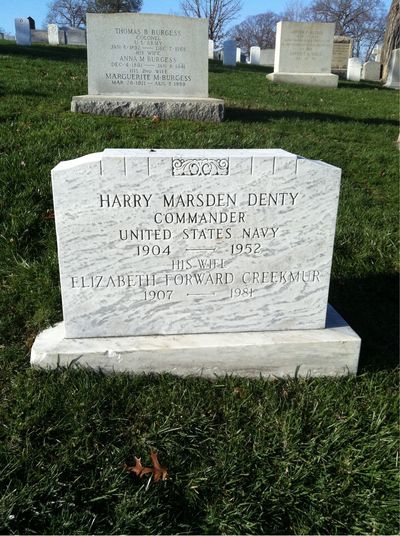 Headstone Front of Elizabeth Denty. Arlington National Cemetery.