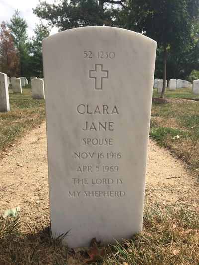 Headstone Back of Clara Halmond. Arlington National Cemetery.