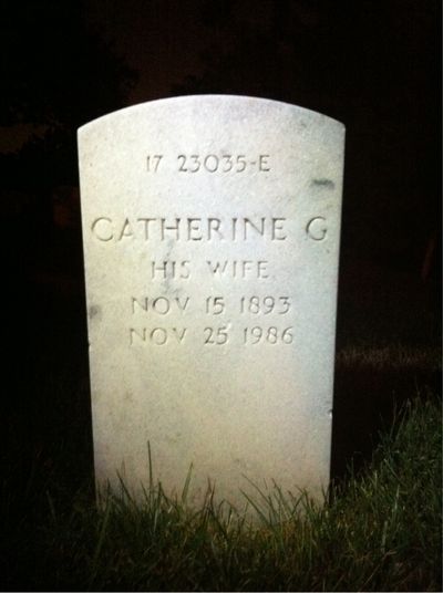Headstone Back of Catherine Daly. Arlington National Cemetery.