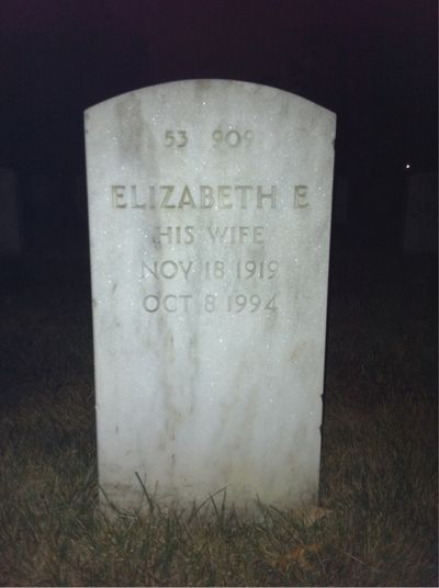 Headstone Back of Elizabeth J Duffy. Arlington National Cemetery.