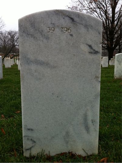 Headstone Back of Lawrence E Paris. Arlington National Cemetery.