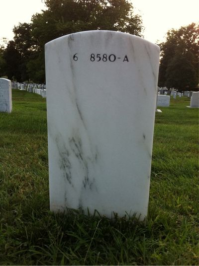 Headstone Back of John Mayol. Arlington National Cemetery.