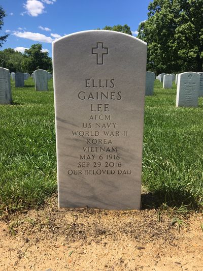 Headstone Front of Ellis G Lee. Arlington National Cemetery.