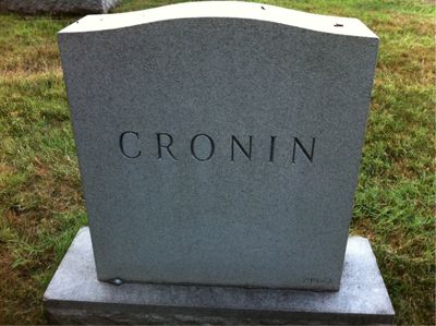 Headstone Back of Henry Joseph Cronin. Arlington National Cemetery.