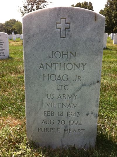 Headstone Front of John A Hoag. Arlington National Cemetery.
