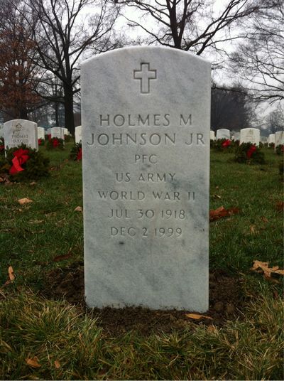 Headstone Front of Holmes Johnson. Arlington National Cemetery.