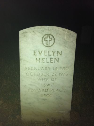 Headstone Front of Evelyn Plack. Arlington National Cemetery.