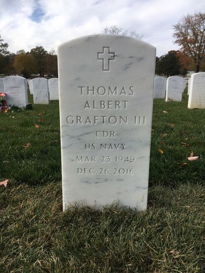 Headstone Front of Thomas Albert Grafton. Arlington National Cemetery.