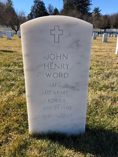 Headstone Front of John Henry Word. Arlington National Cemetery.