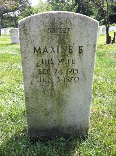 Headstone Back of Maxine Davidson. Arlington National Cemetery.