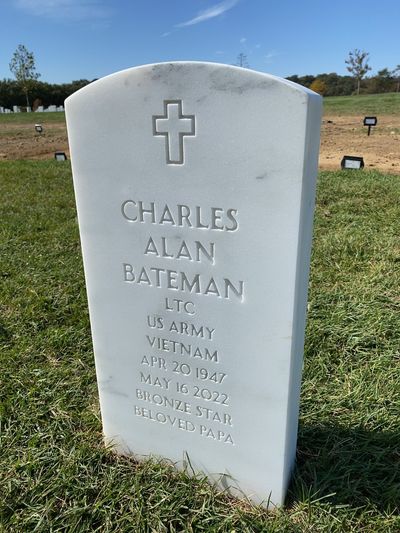 Headstone Front of Charles Alan Bateman. Arlington National Cemetery.