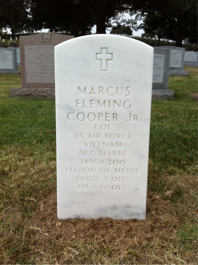 Headstone Front of Marcus F Cooper. Arlington National Cemetery.