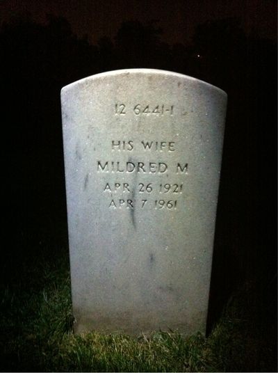 Headstone Back of Mildred Schleicher. Arlington National Cemetery.