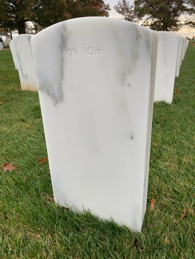 Headstone Back of Kenneth Darwin Frederick. Arlington National Cemetery.
