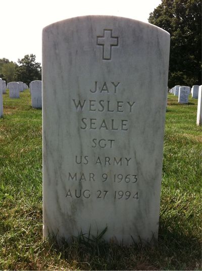 Headstone Front of Jay W. Seale. Arlington National Cemetery.