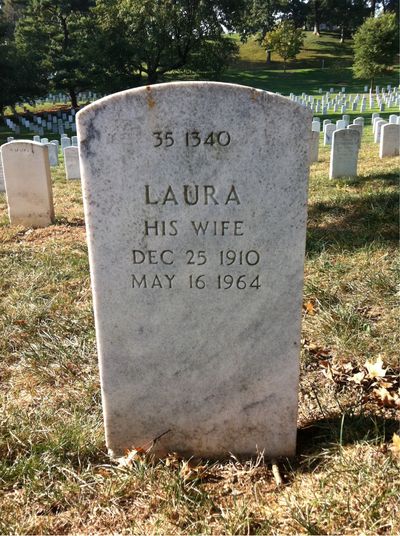 Headstone Back of Laura Urbach. Arlington National Cemetery.