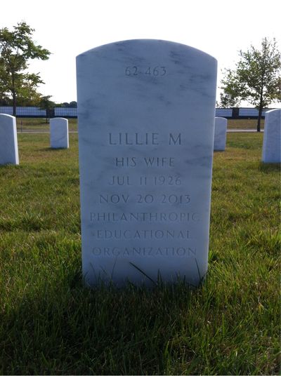 Headstone Back of Lillie Gewinner. Arlington National Cemetery.