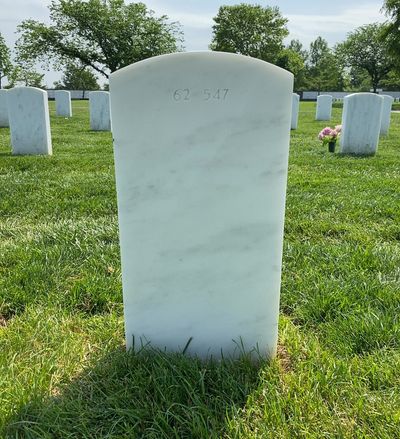 Headstone Back of Leo O'Drudy. Arlington National Cemetery.
