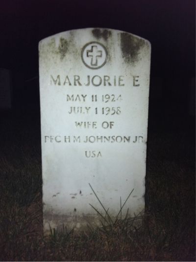 Headstone Front of Marjorie Johnson. Arlington National Cemetery.