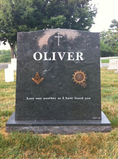 Headstone Back of Abbie Oliver. Arlington National Cemetery.