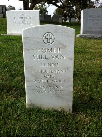 Headstone Front of Homer Sullivan. Arlington National Cemetery.